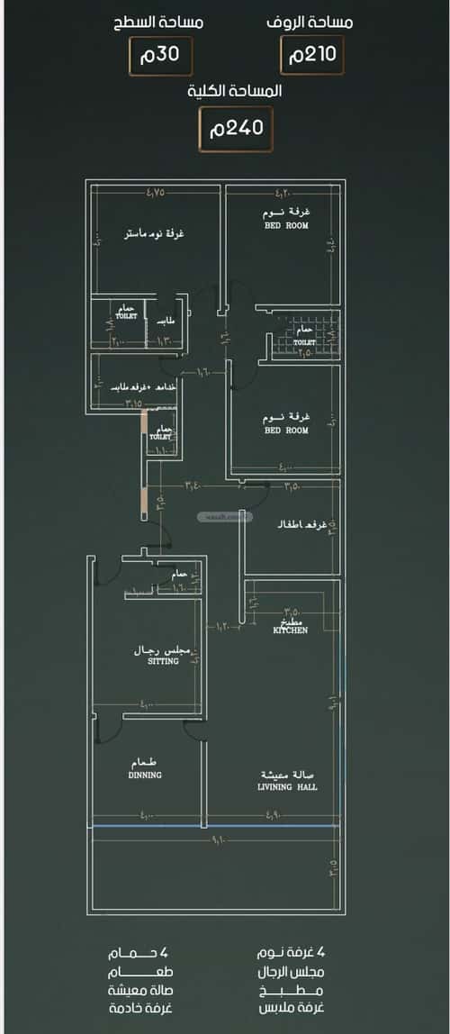 Apartment 630 SQM with 6 Bedrooms Al Nahdah, North Jeddah, Jeddah