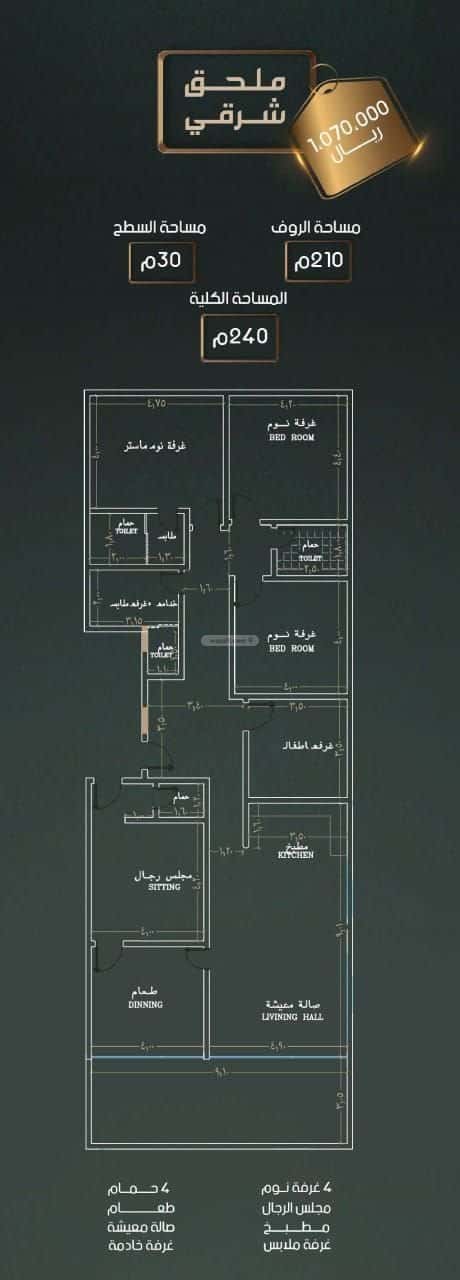 Apartment 630 SQM with 3 Bedrooms Al Nahdah, North Jeddah, Jeddah