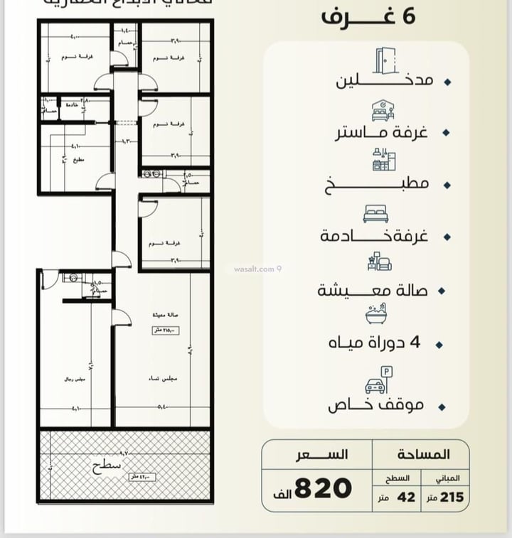 شقة 660 متر مربع ب 4 غرف السلامة، شمال جدة، جدة