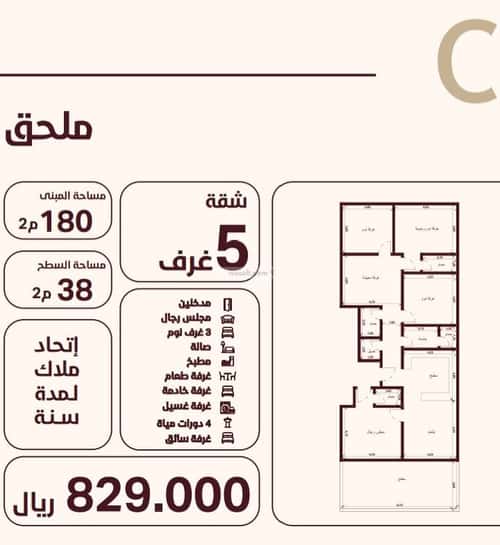 Apartment 582.25 SQM with 3 Bedrooms Al Hamra, North Jeddah, Jeddah