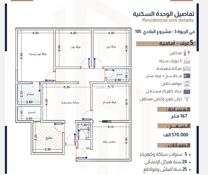 Apartment 865.5 SQM with 5 Bedrooms Ar Rabwah, North Jeddah, Jeddah