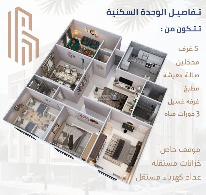 Apartment 865.5 SQM with 5 Bedrooms Ar Rabwah, North Jeddah, Jeddah