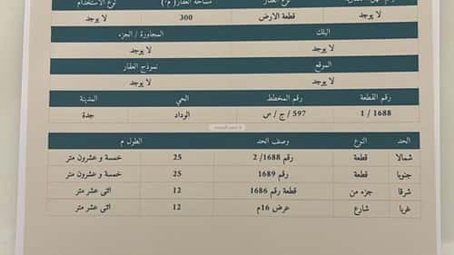 أرض 300 متر مربع غربية على شارع 16م الوداد، شمال جدة، جدة