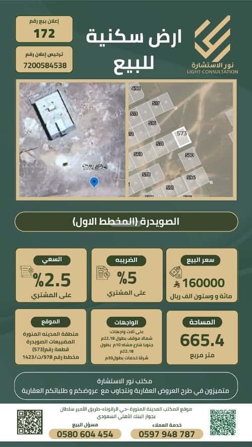 Land 665.4 SQM Facing East on 10m Width Street Al-Suwaidra, Madinah