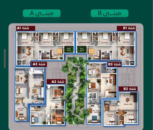 شقة 1092 متر مربع بغرفتين الحمراء، شمال جدة، جدة