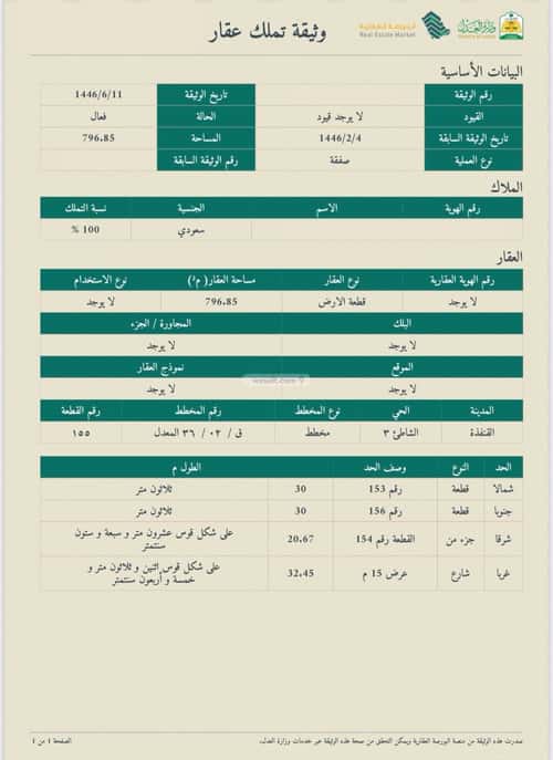 أرض 796.85 متر مربع شرقية على شارع 20م الشاطئ 2، القنفذة