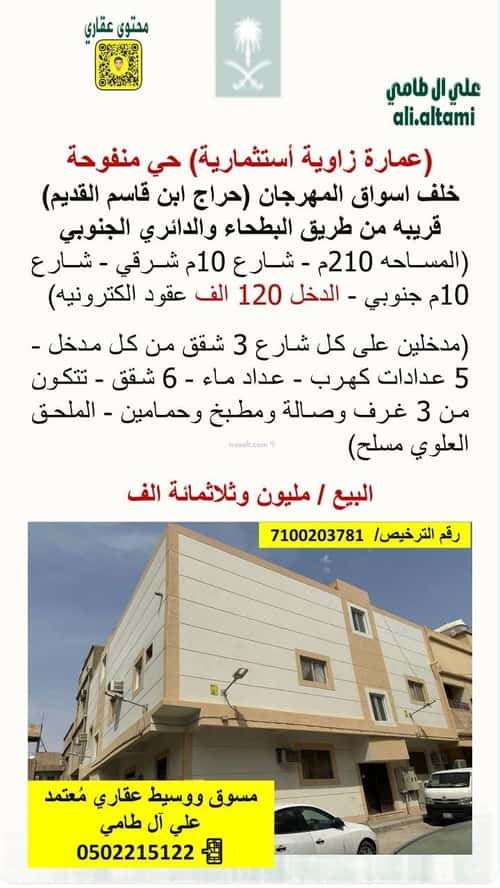 Building 210 SQM Facing East Manfuha, Central Riyadh, Riyadh