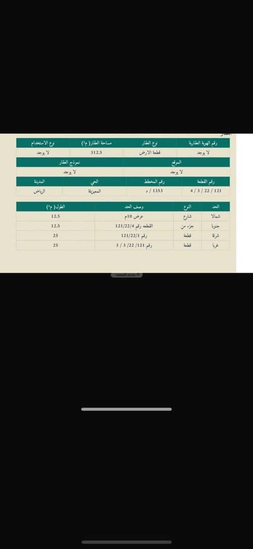 أرض 312.5 متر مربع شمالية على شارع 10م المعيزيلة، شرق الرياض، الرياض
