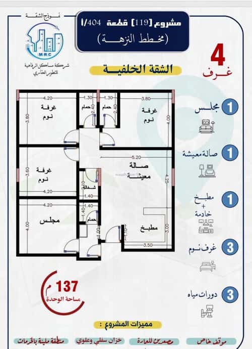 Apartment 750 SQM with 4 Bedrooms Al Nuzha, North Jeddah, Jeddah