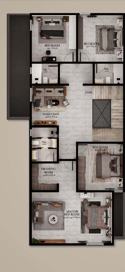 Villa 316.47 SQM Facing West on 20m Width Street Al Shateea Al Sharky, Aldammam