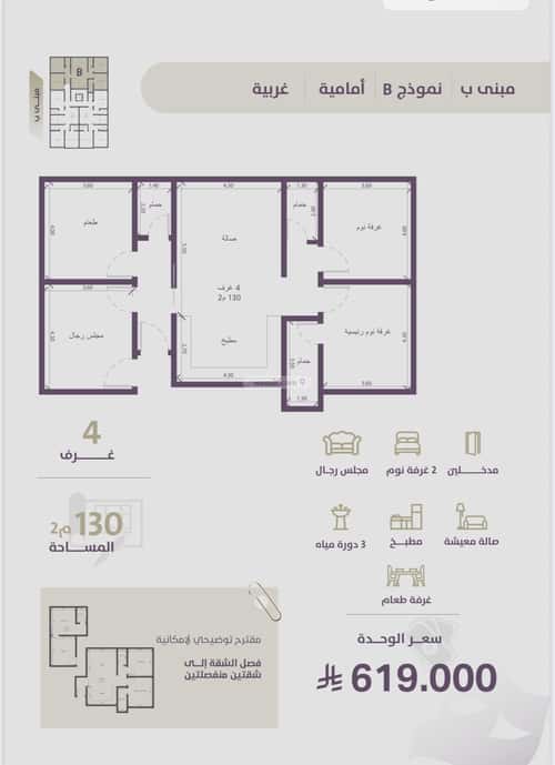 Apartment 905 SQM with 2 Bedrooms Al Zahrah, North Jeddah, Jeddah