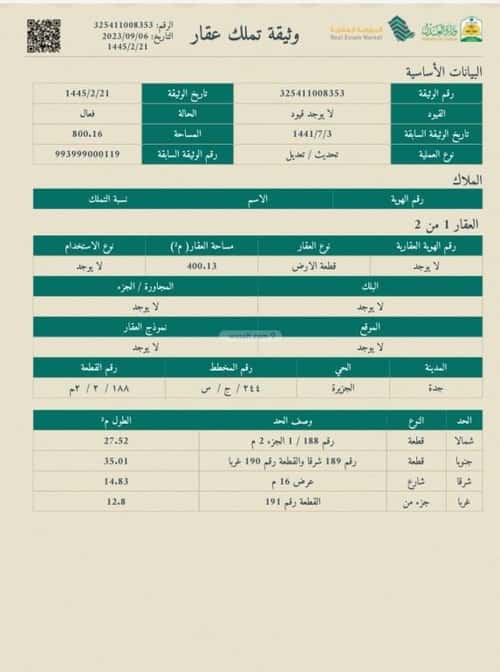 Land 816 SQM Facing East, North Al-Jazeera, North Jeddah, Jeddah