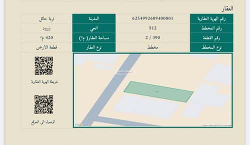 أرض 420 متر مربع غربية على شارع 15م زرود، تربة