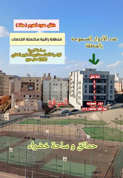 Land 1250 SQM Facing South on 15m Width Street Alsalama, Makkah Al Mukarramah