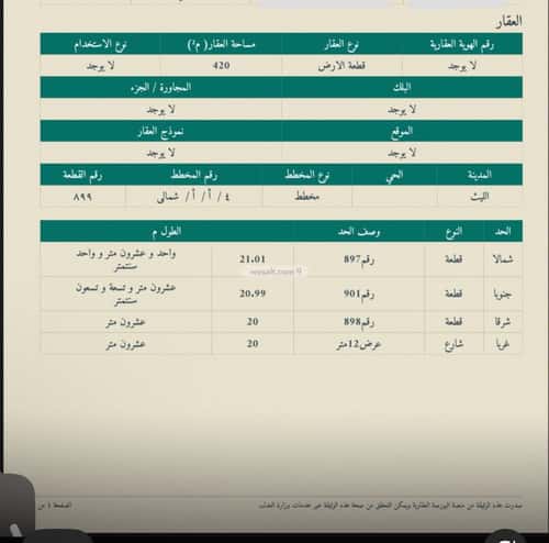 أرض 420 متر مربع غربية على شارع 12م (حي رقم (7، الليث
