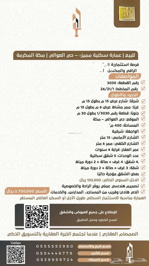 Building 450 SQM Facing East Alawaly, Makkah Al Mukarramah