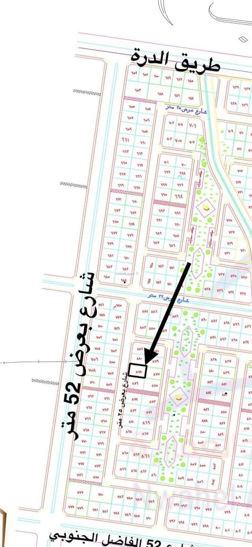 Land 900 SQM Facing West on 25m Width Street Al-Ghadeer, North Jeddah, Jeddah