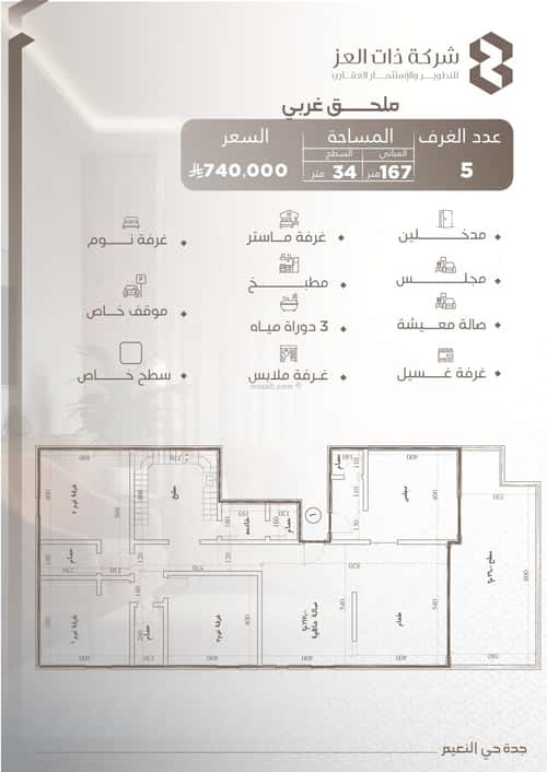 شقة 575 متر مربع ب 3 غرف النعيم، شمال جدة، جدة
