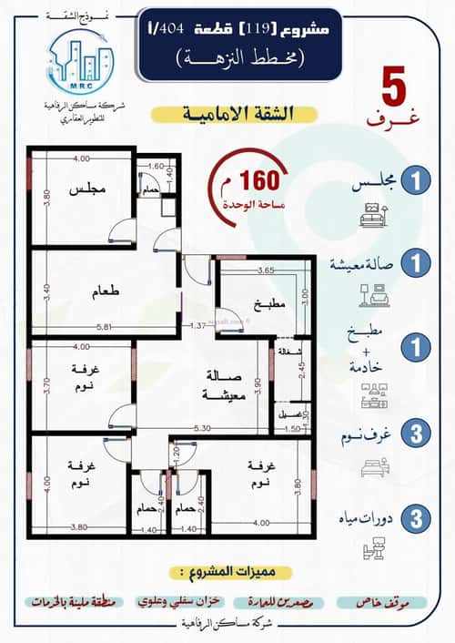 Apartment 750 SQM with 5 Bedrooms Al Nuzha, North Jeddah, Jeddah