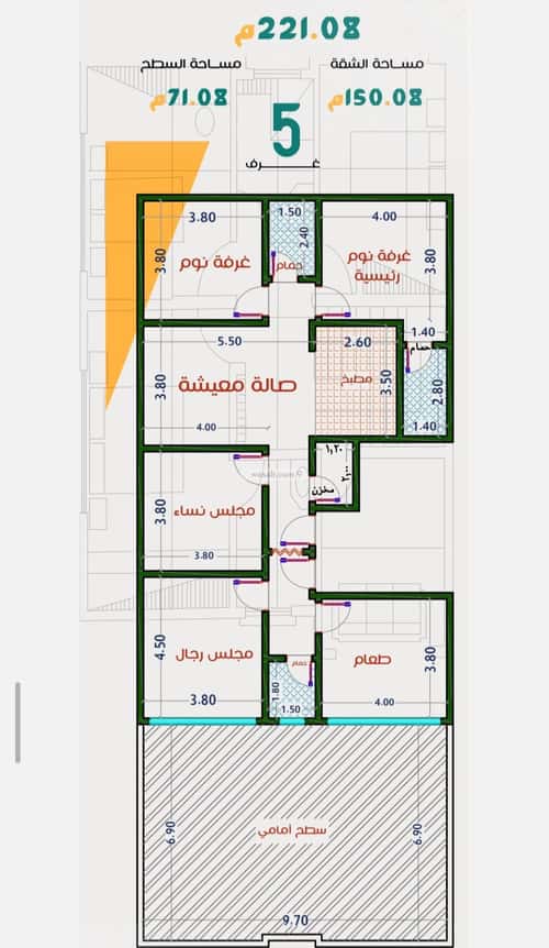 Apartment 672 SQM with 5 Bedrooms Al Rabbwah, North Jeddah, Jeddah