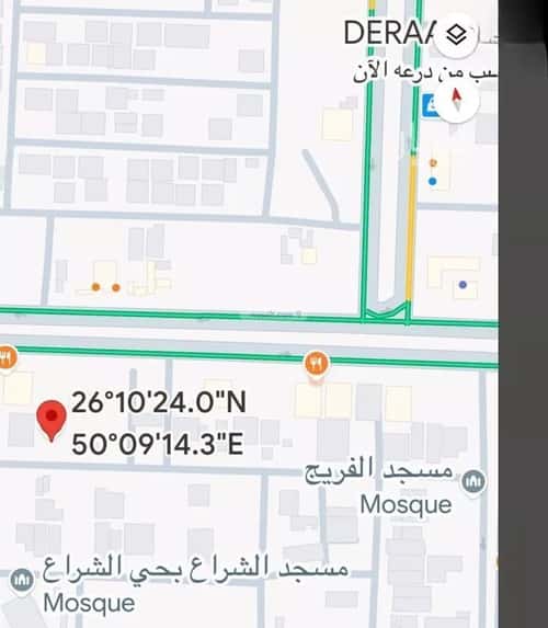 أرض 875 متر مربع جنوبية على شارع 20م الشراع، الخبر