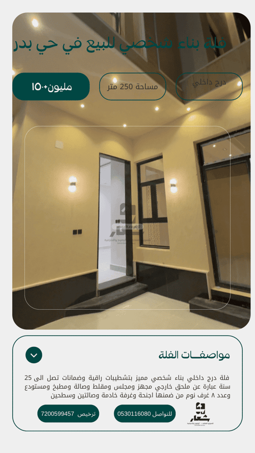 Villa 250 SQM Facing East on 15m Width Street Bader, South Riyadh, Riyadh