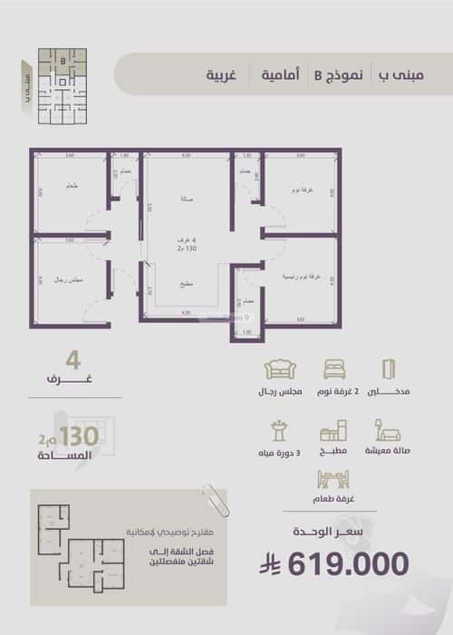 Apartment 905 SQM with 4 Bedrooms Al Zahrah, North Jeddah, Jeddah