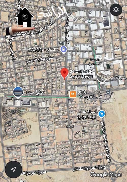 أرض 577.5 متر مربع شرقية على شارع 30م الوفاء، عنيزة