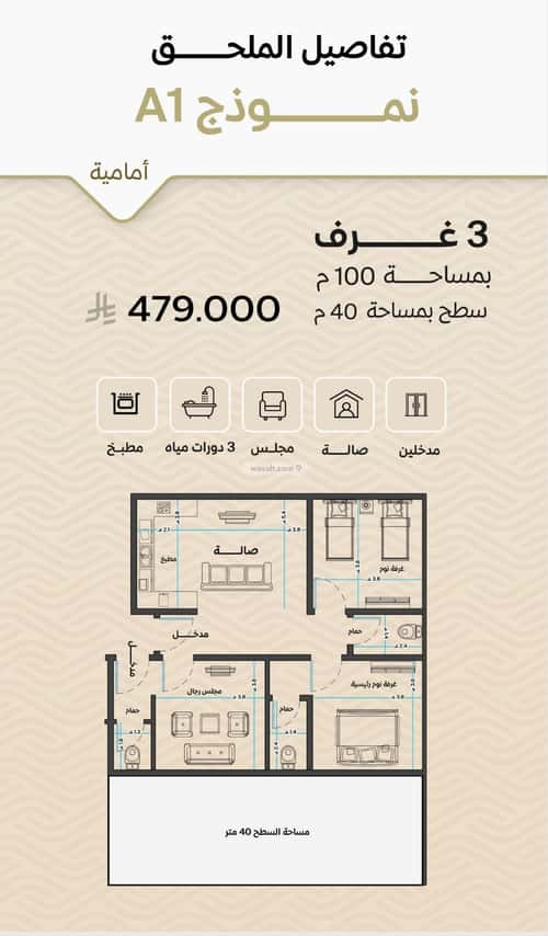 Apartment 1000 SQM with 3 Bedrooms Meshrefah, North Jeddah, Jeddah