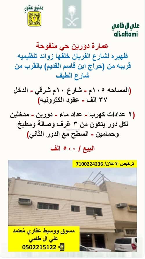 Building 105 SQM with 2 Floors Facing East Manfuha, Central Riyadh, Riyadh