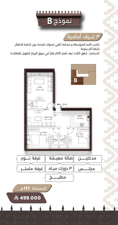 Apartment 575 SQM with 3 Bedrooms Al Naeem, North Jeddah, Jeddah