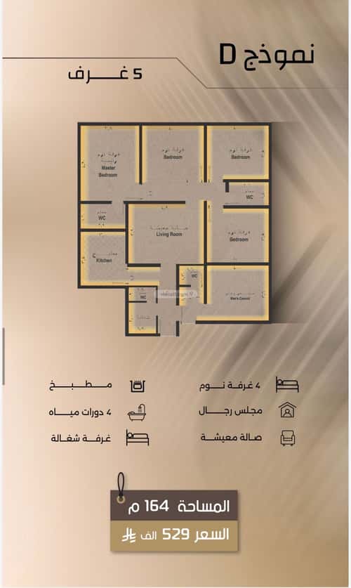 Apartment 729 SQM with 5 Bedrooms Al Faysaleyyah, North Jeddah, Jeddah