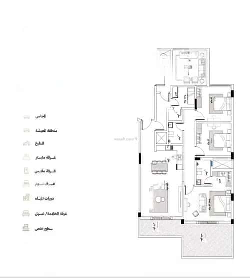 Apartment with 3 Bedrooms Al Muntazah, Aldammam