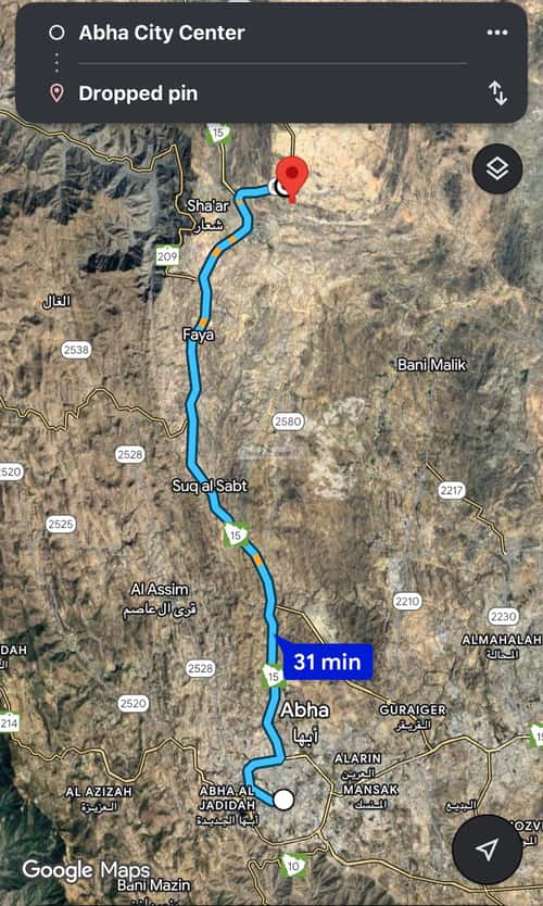 أرض 49144.5 متر مربع شمالية على شارع 20م شعار، أبها