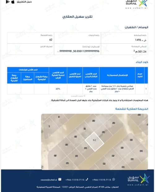 Land 500 SQM Facing South on 15m Width Street Al Wisam, Alzahran