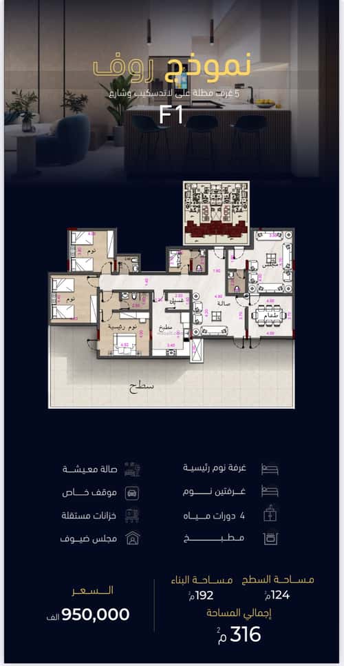 Apartment 2500 SQM with 5 Bedrooms Meshrefah, North Jeddah, Jeddah