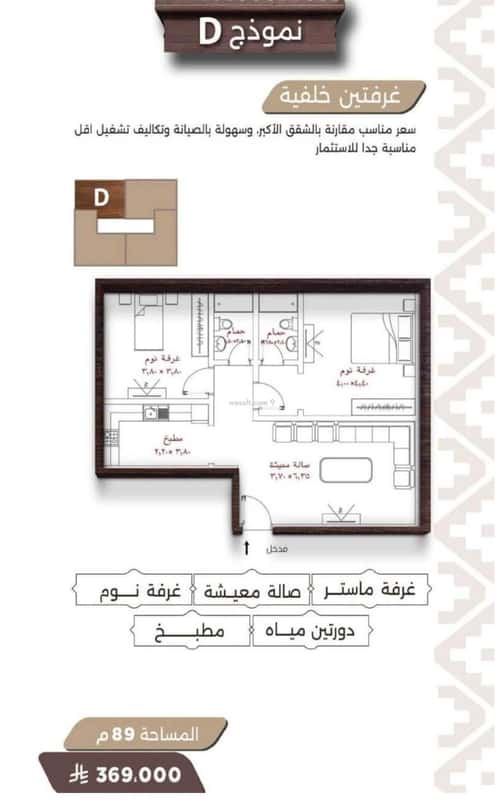 شقة 2 غرف في النعيم