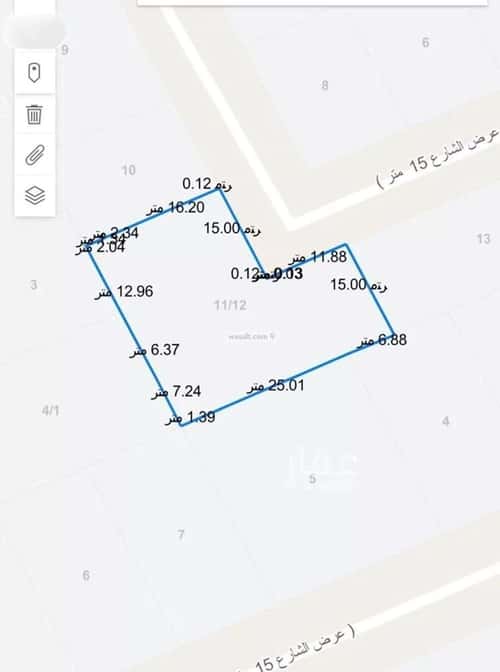 أرض 780 متر مربع شمالية شرقية على شارع 12م النرجس، بريدة
