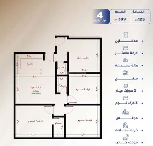 شقة ب 4 غرف النزهة، شمال جدة، جدة