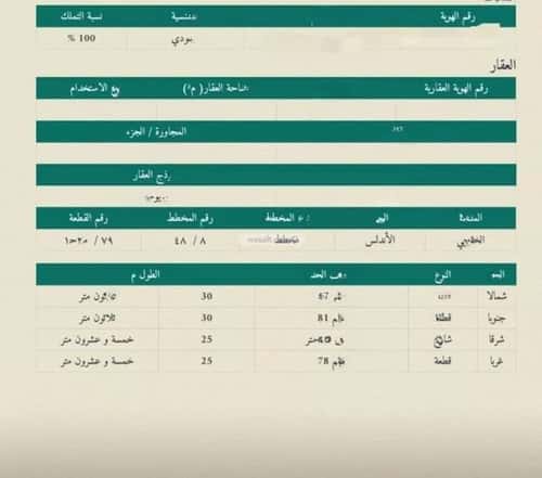 Land 750 SQM Facing East on 20m Width Street Al-Andalus, Al Khafji