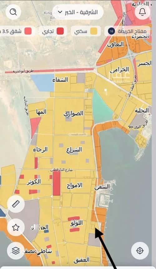 Land 216 SQM Facing South on 18m Width Street Al Amwaj, Khobar