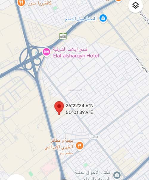 أرض 711.64 متر مربع شرقية على شارع 30م المنار، الدمام