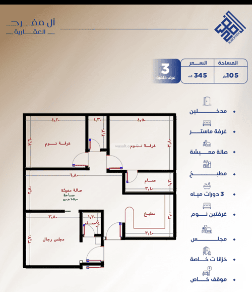 شقة ب 3 غرف النزهة، شمال جدة، جدة