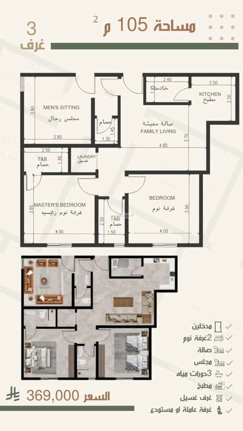 شقة 875 متر مربع ب 3 غرف النزهة، شمال جدة، جدة