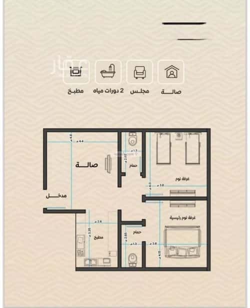 شقة بغرفتين مشرفة، شمال جدة، جدة