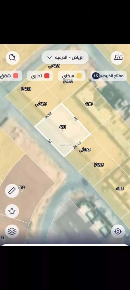 Land 741 SQM Facing East on 18m Width Street Al Oudah, Diriyah