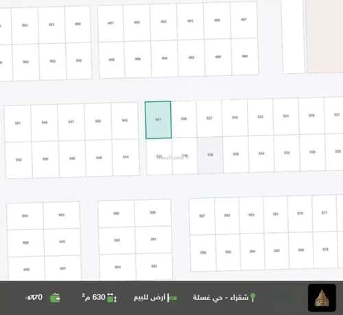 أرض 630 متر مربع شمالية غربية على شارع 20م الندى، مرات