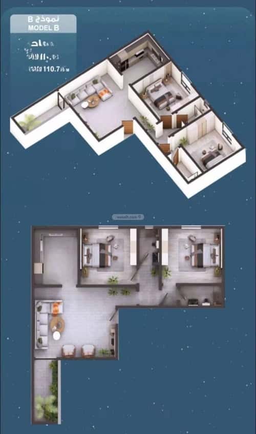 شقة بغرفتين الحمراء، شمال جدة، جدة