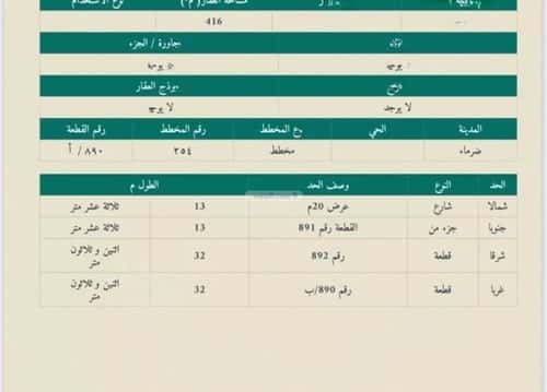 أرض 416 متر مربع شمالية على شارع 20م الريان، ضرما