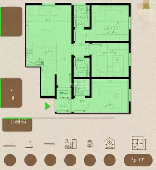 شقة ب 3 غرف الريان، شرق جدة، جدة